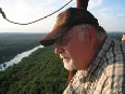 Robert's birthday, he is looking down from the hot air balloon at the Delaware River between NJ and PA